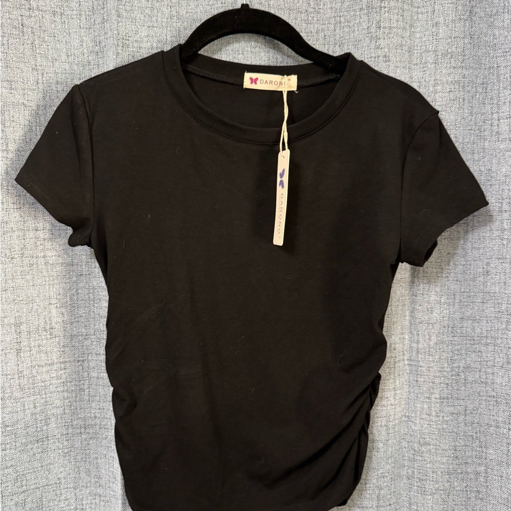 Black Women's Ruched Side top